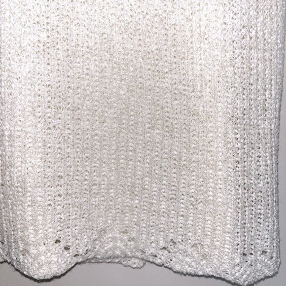 Boho Knit Tank Top White Cream Semi Sheer Coastal Flowy Blouse Womens Size Small - Picture 4 of 5